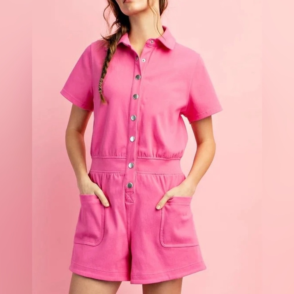 Pink Short Sleeve Romper